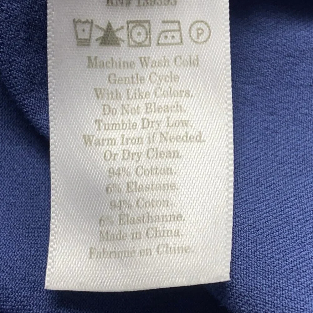 EVERLANE Women High Waist Stretch Pants Sz 16 Blue‎ Side Zip Cotton Elastic 43-6